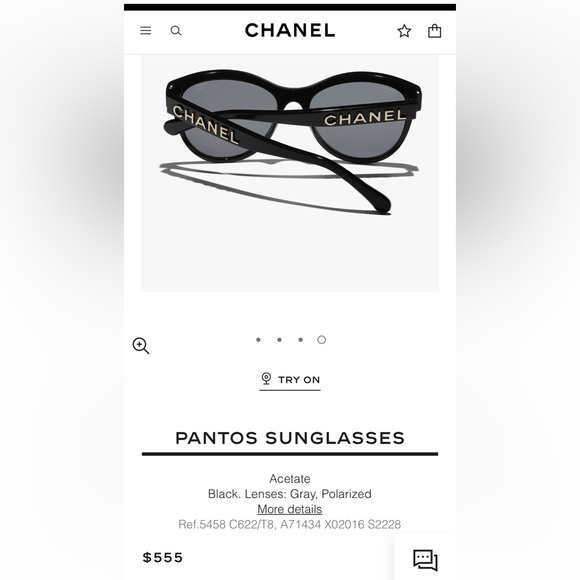 CHANEL Black Sunglasses with Gold Logo Accents main image 8